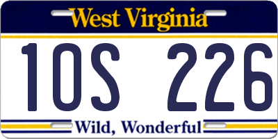 WV license plate 1OS226