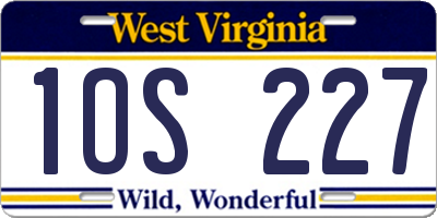 WV license plate 1OS227