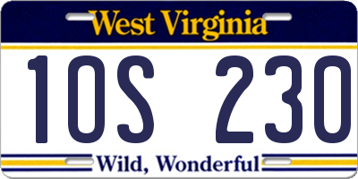 WV license plate 1OS230