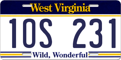 WV license plate 1OS231
