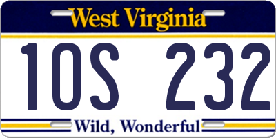 WV license plate 1OS232