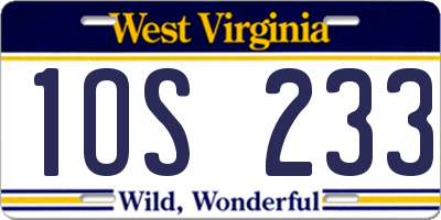 WV license plate 1OS233