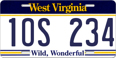 WV license plate 1OS234