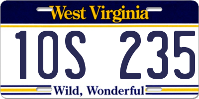 WV license plate 1OS235