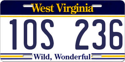 WV license plate 1OS236