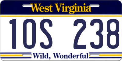 WV license plate 1OS238
