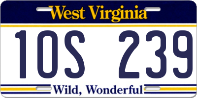 WV license plate 1OS239