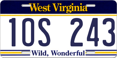 WV license plate 1OS243