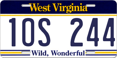 WV license plate 1OS244