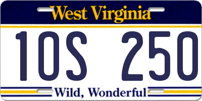 WV license plate 1OS250