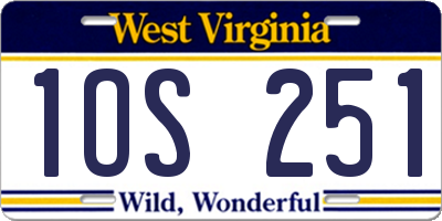 WV license plate 1OS251
