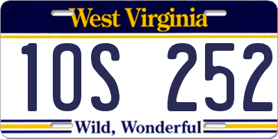 WV license plate 1OS252