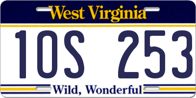 WV license plate 1OS253