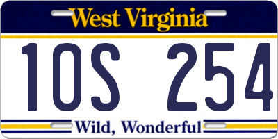 WV license plate 1OS254