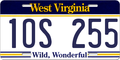WV license plate 1OS255