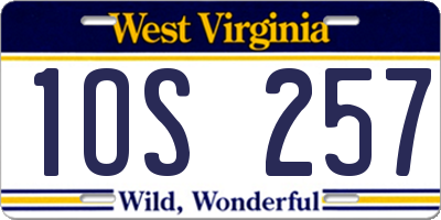 WV license plate 1OS257
