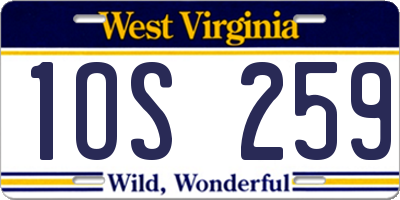 WV license plate 1OS259