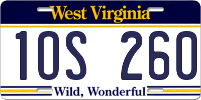 WV license plate 1OS260