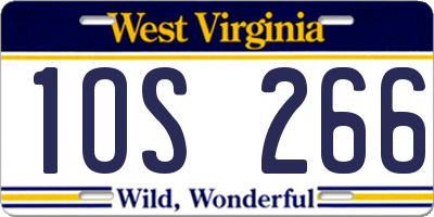 WV license plate 1OS266