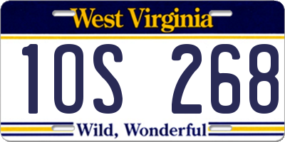 WV license plate 1OS268