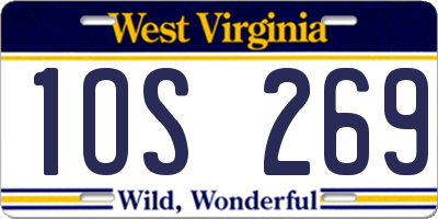 WV license plate 1OS269