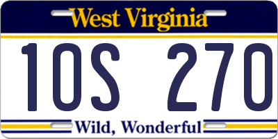 WV license plate 1OS270