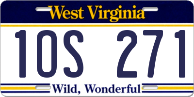 WV license plate 1OS271