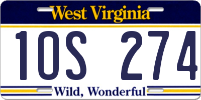 WV license plate 1OS274