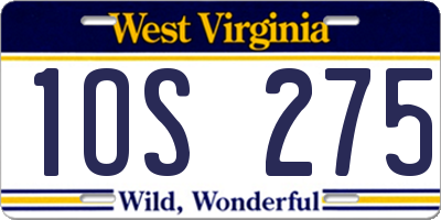 WV license plate 1OS275