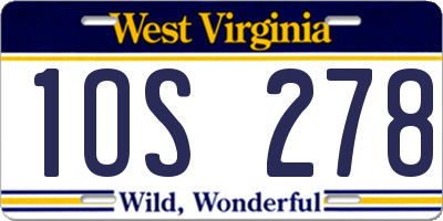 WV license plate 1OS278