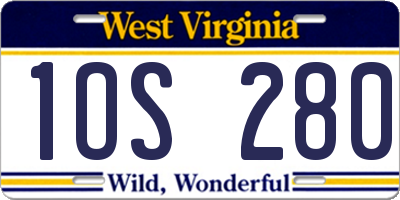 WV license plate 1OS280