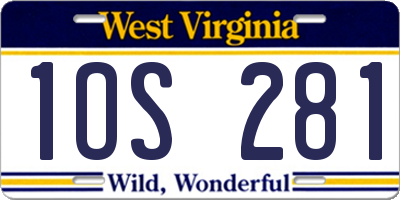 WV license plate 1OS281