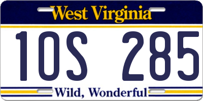 WV license plate 1OS285