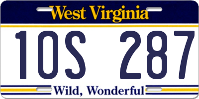 WV license plate 1OS287