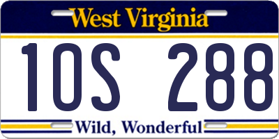 WV license plate 1OS288
