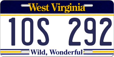 WV license plate 1OS292