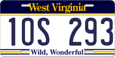 WV license plate 1OS293