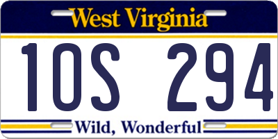 WV license plate 1OS294