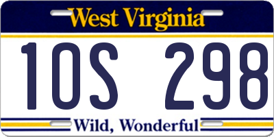 WV license plate 1OS298