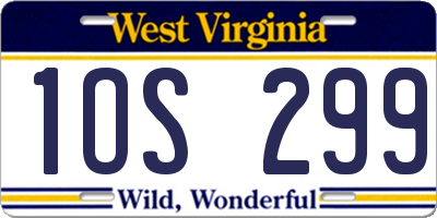 WV license plate 1OS299