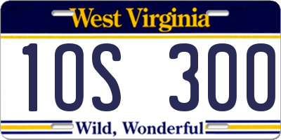 WV license plate 1OS300