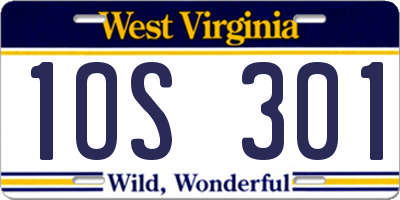 WV license plate 1OS301