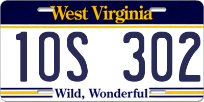 WV license plate 1OS302