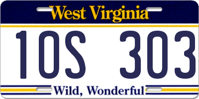 WV license plate 1OS303