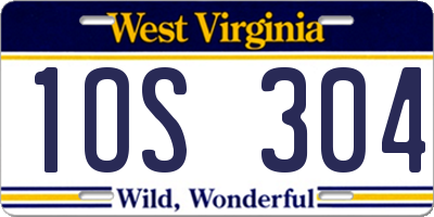 WV license plate 1OS304