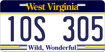WV license plate 1OS305