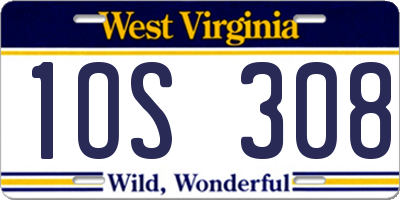 WV license plate 1OS308