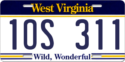 WV license plate 1OS311