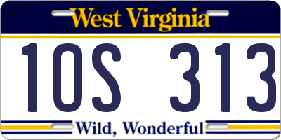 WV license plate 1OS313