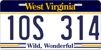 WV license plate 1OS314